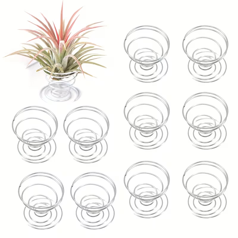 Air Plant Tillandsia - 1/10개 금속 스프링 스탠드 세트, 정원