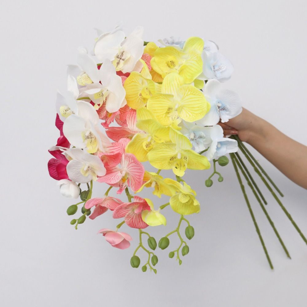 새로운 홈 서플라이 실크 플라워 리얼 터치 식물 3D  - Orchid Phalaenopsis 리뷰 및 가격