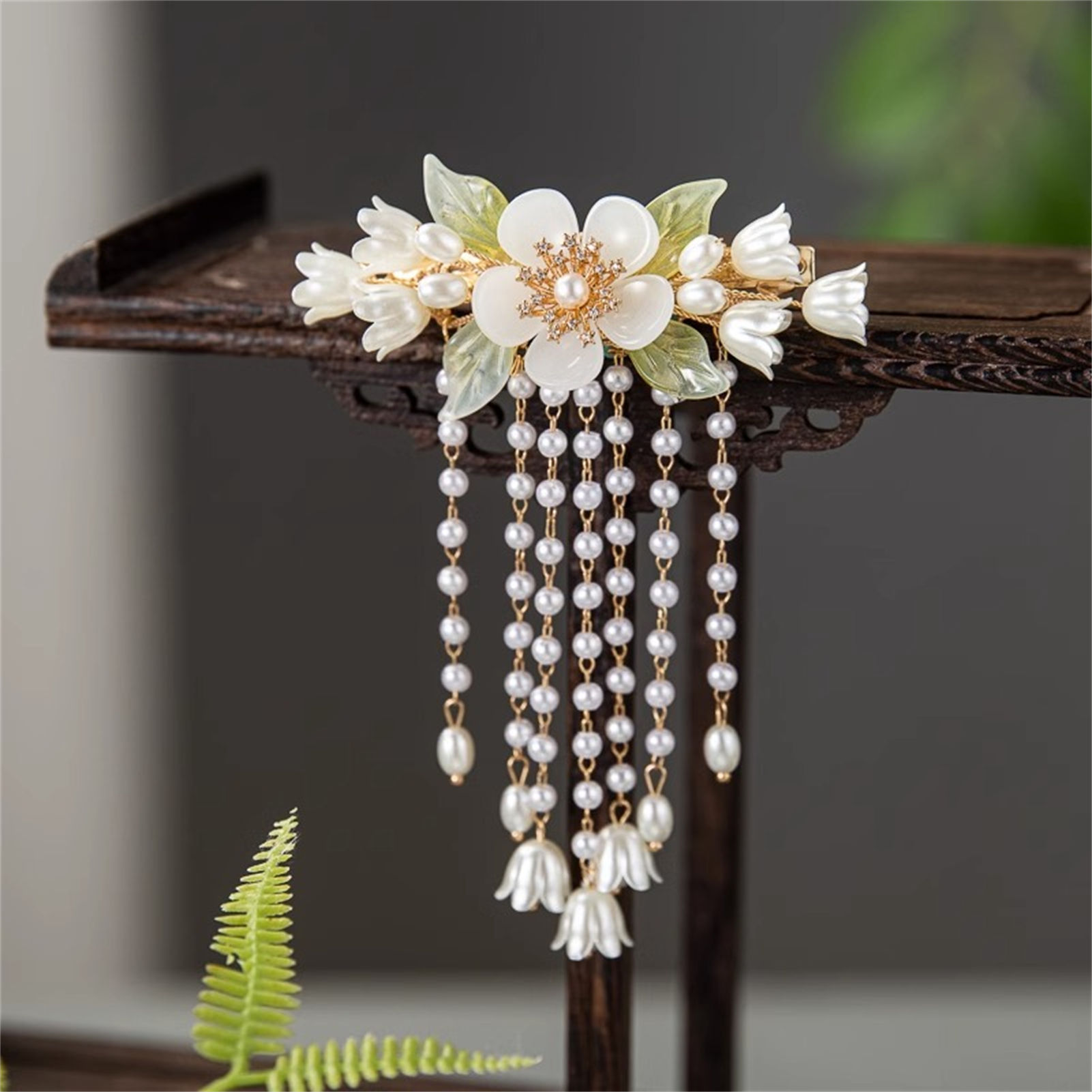 여성을위한 빈티지 꽃 술 헤어 클립 우아한 진주 벨 난 - Orchid Phalaenopsis 리뷰 및 가격